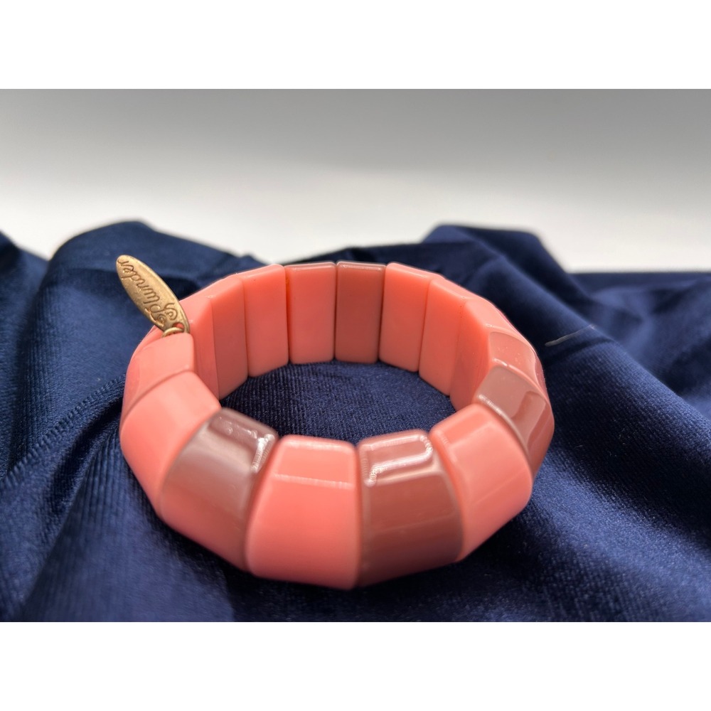 Plunder Design Stretch Bracelet Womens OS Pink Mauve Good Resin Tile Chunky